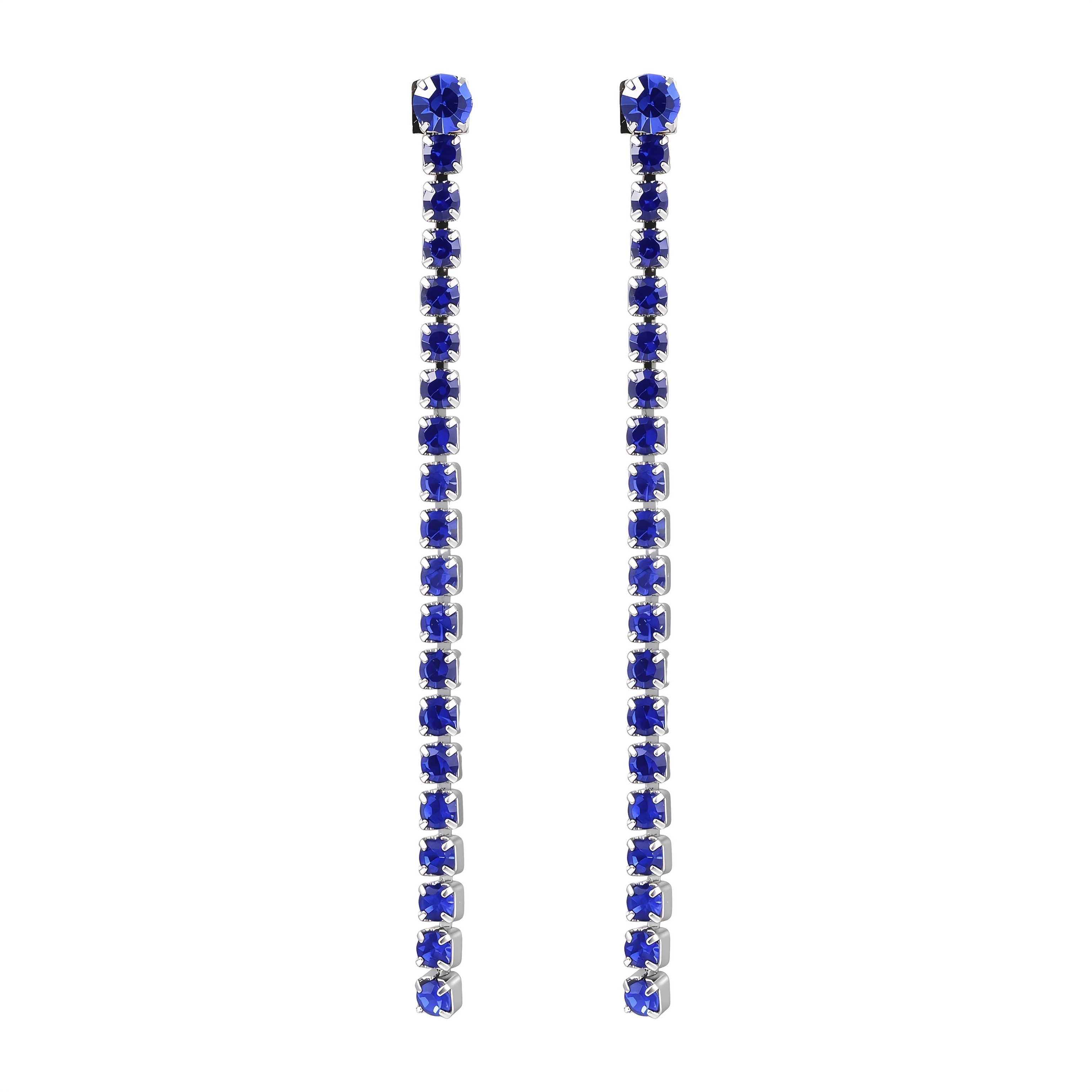 Women's Trendy Long Tassel Zirconia Stud Earrings, 12 Colors Available